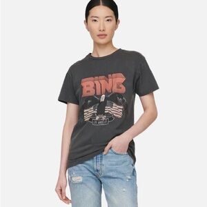 Anine Bing Charcoal Tee with Eagle and Flag Design